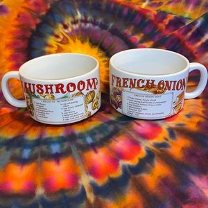 VINTAGE SOUP MUGS WITH RECIPES ON BOTH SIDES/SET OF 2